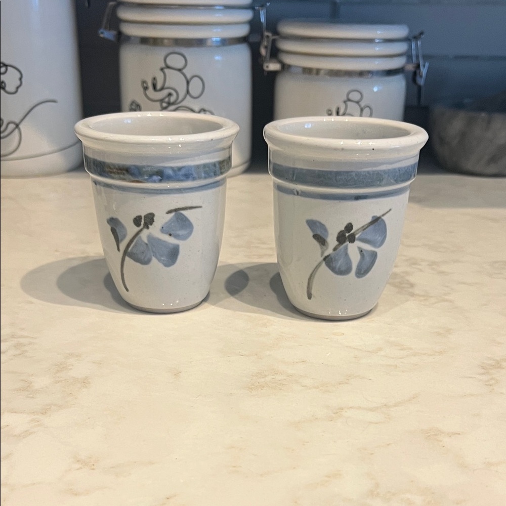 Blue and White Studio Pottery Cups